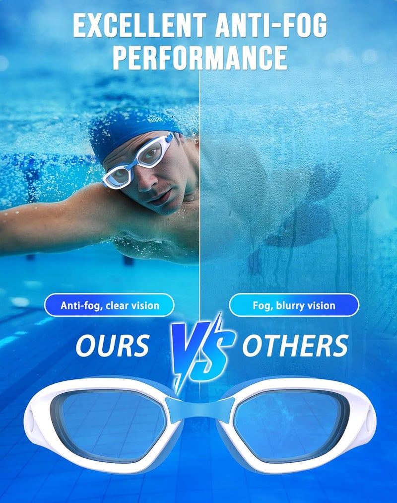 Vegemono Swim Goggles, Unisex Adult Swimming Goggles Anti Fog Anti UV No Leakage Wide View for Men Women Youth - Image 3